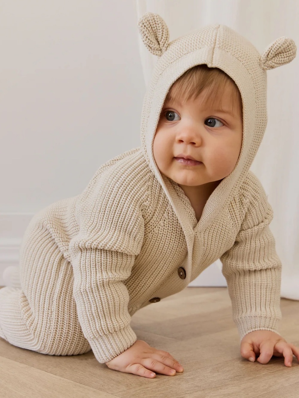 Jamie Kay Bear Knit Cotton One Piece Size 3-6 Months Wheat
